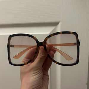 Free People CLEAR retro lens statement glasses - Tortoise Shell Square Glasses
